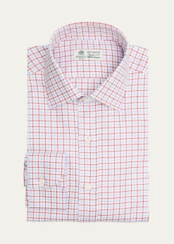 BorrelliMen's Cotton Woven-Check Point Collar Dress Shirt