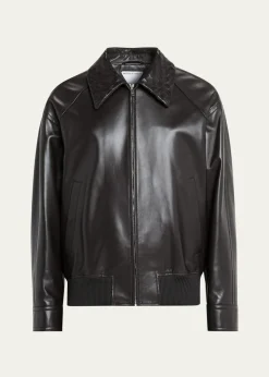 Bottega VenetaMen's Dark Brown Nappa Leather Blouson Jacket