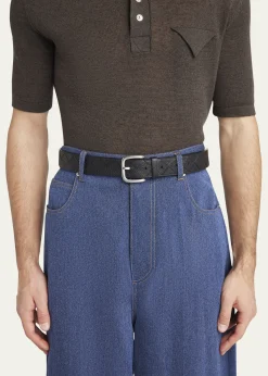 Bottega VenetaMen's Intrecciato Leather Belt