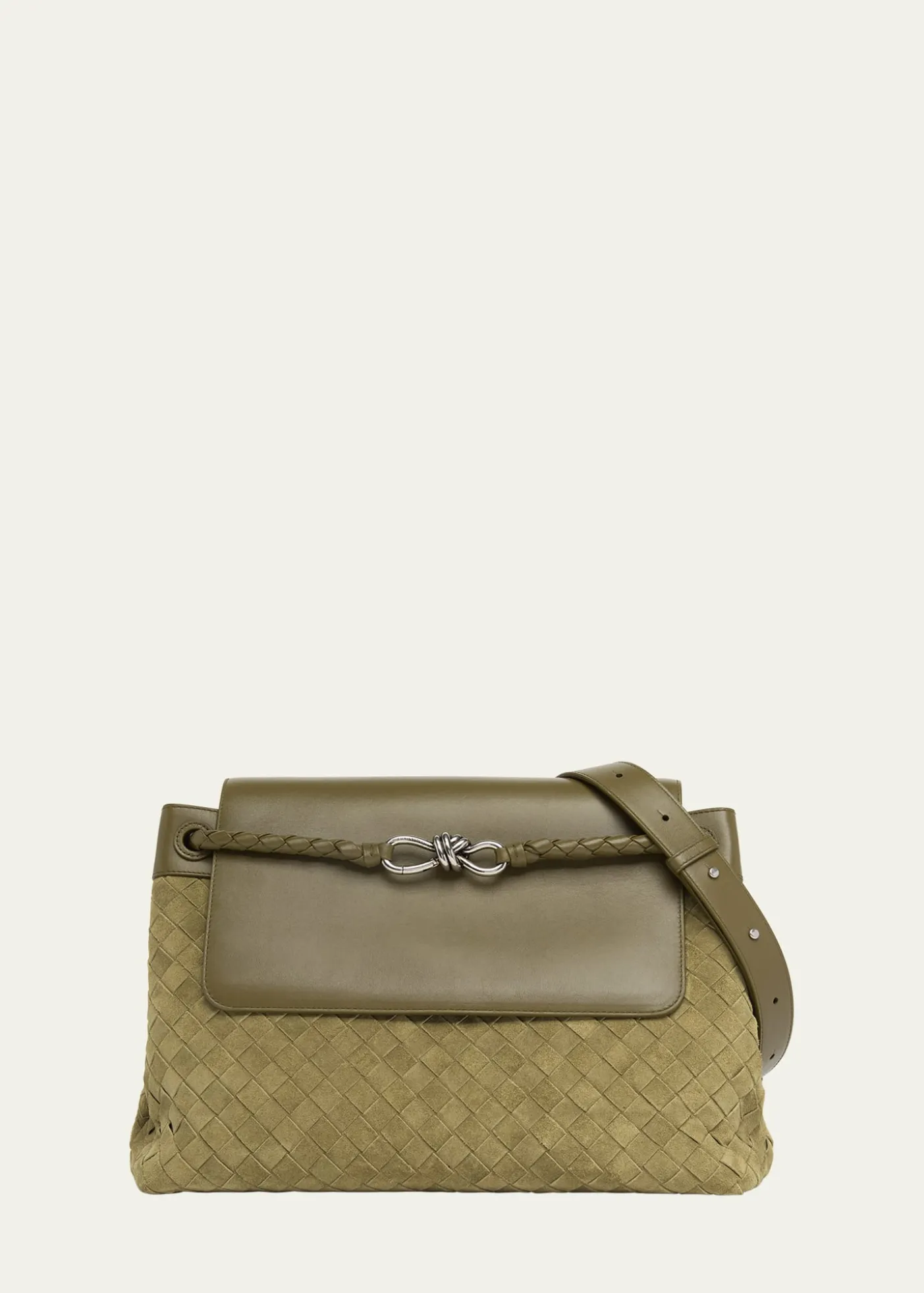 Bottega VenetaMen's Andiamo Intrecciato Suede and Leather Messenger Bag