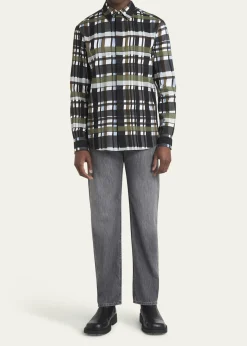 Bottega VenetaMen's Cotton Jumbo Plaid Casual Button-Down Shirt
