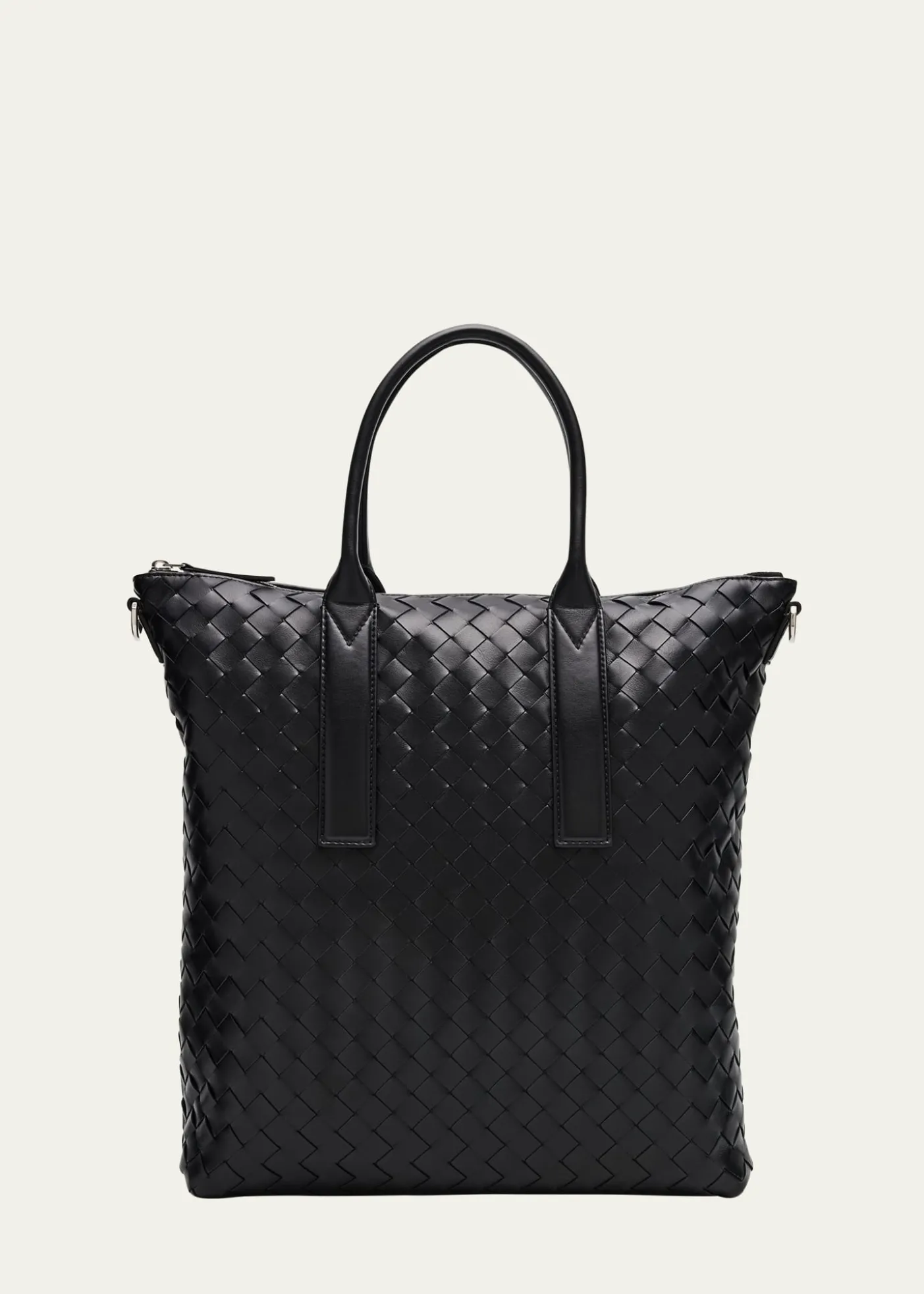 Bottega VenetaMen's Intrecciato Zip North-South Tote Bag