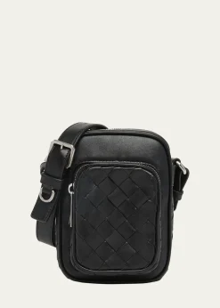 Bottega VenetaMen's Intrecciato Leather Vertical Crossbody Bag