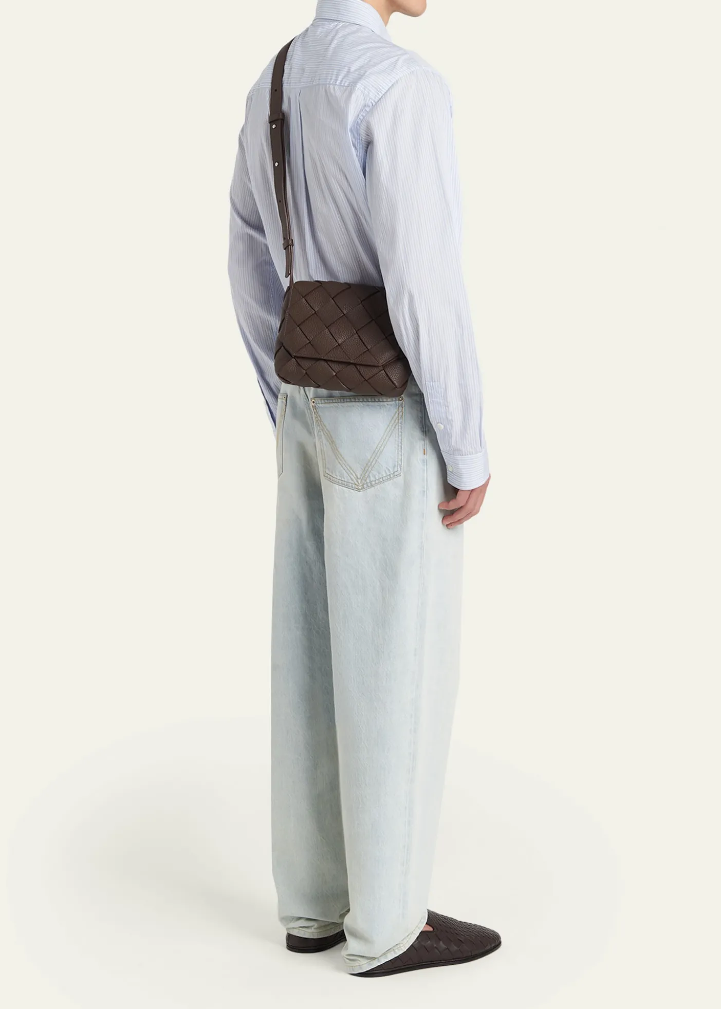 Bottega VenetaMen's Small Intreccio Leather Crossbody Bag