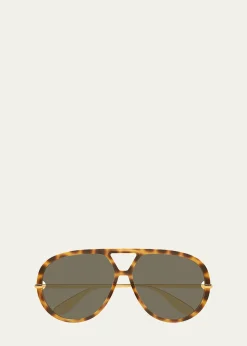 Bottega Veneta63mm Acetate & Metal Aviator Sunglasses
