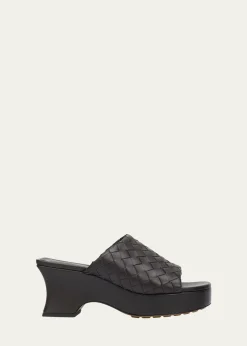 Bottega Veneta70mm Rosita Intrecciato Leather Wedge Mules