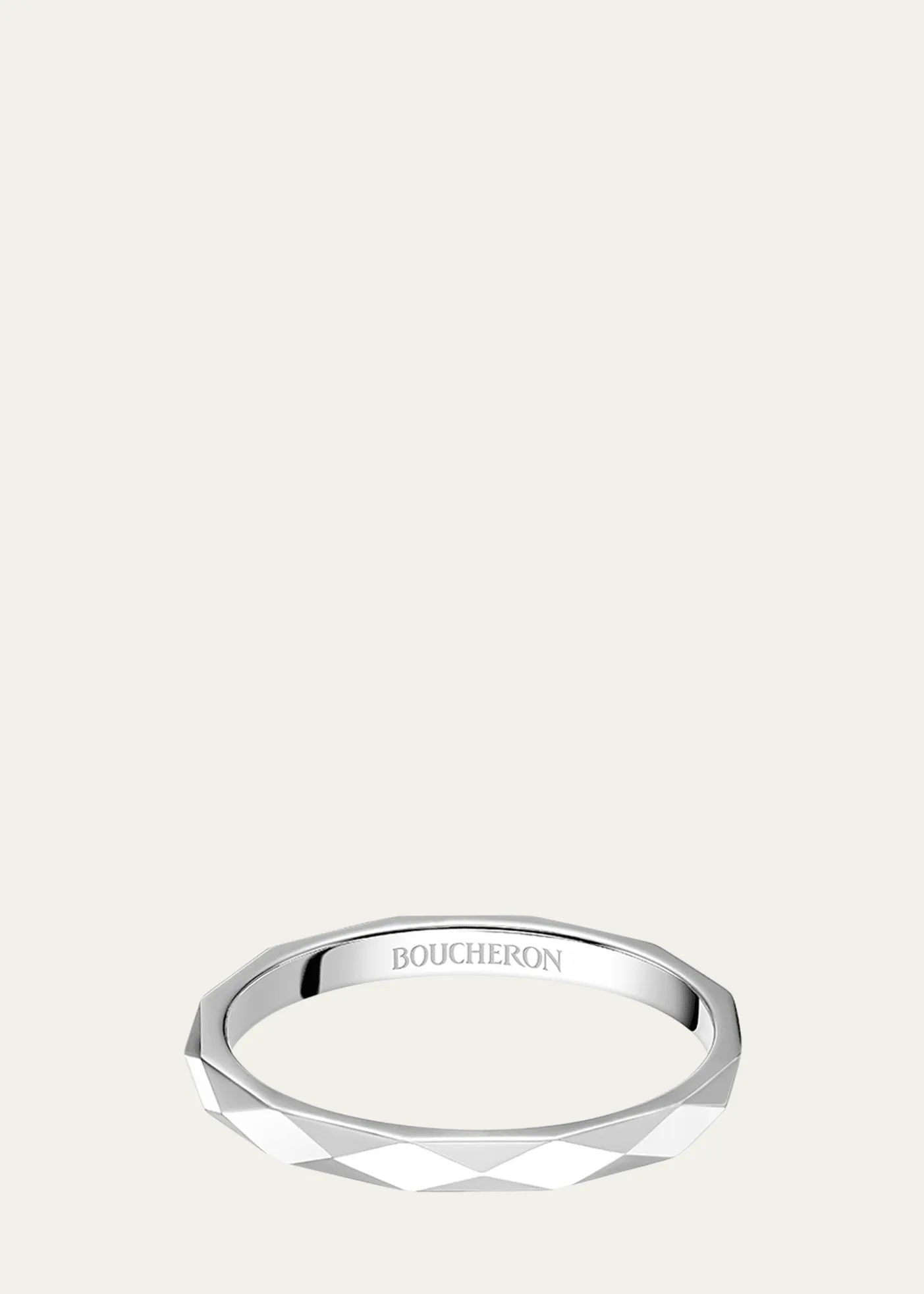 BoucheronFacette Medium Platinum Wedding Band Ring, Size 53