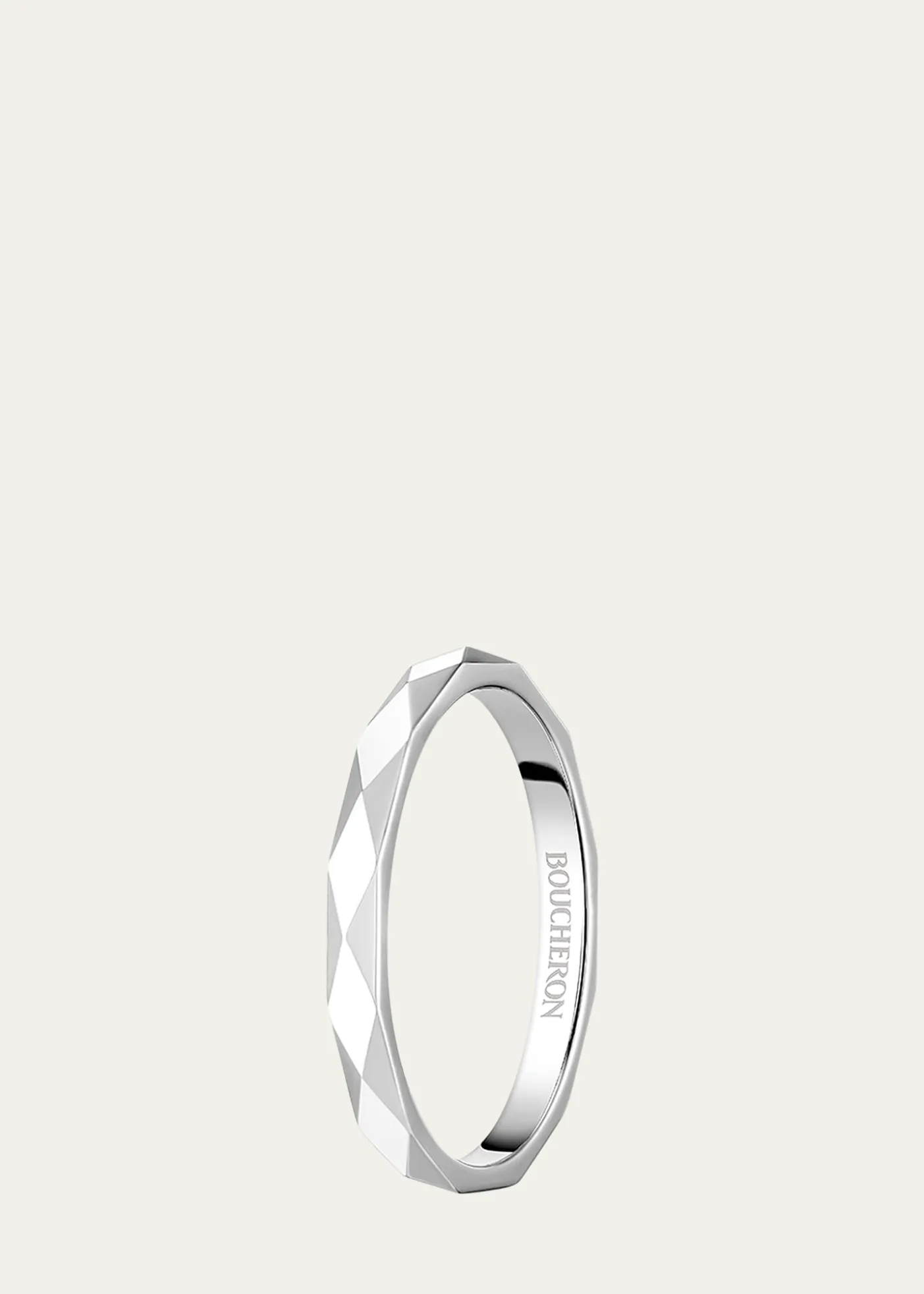 BoucheronFacette Medium Platinum Wedding Band Ring, Size 53