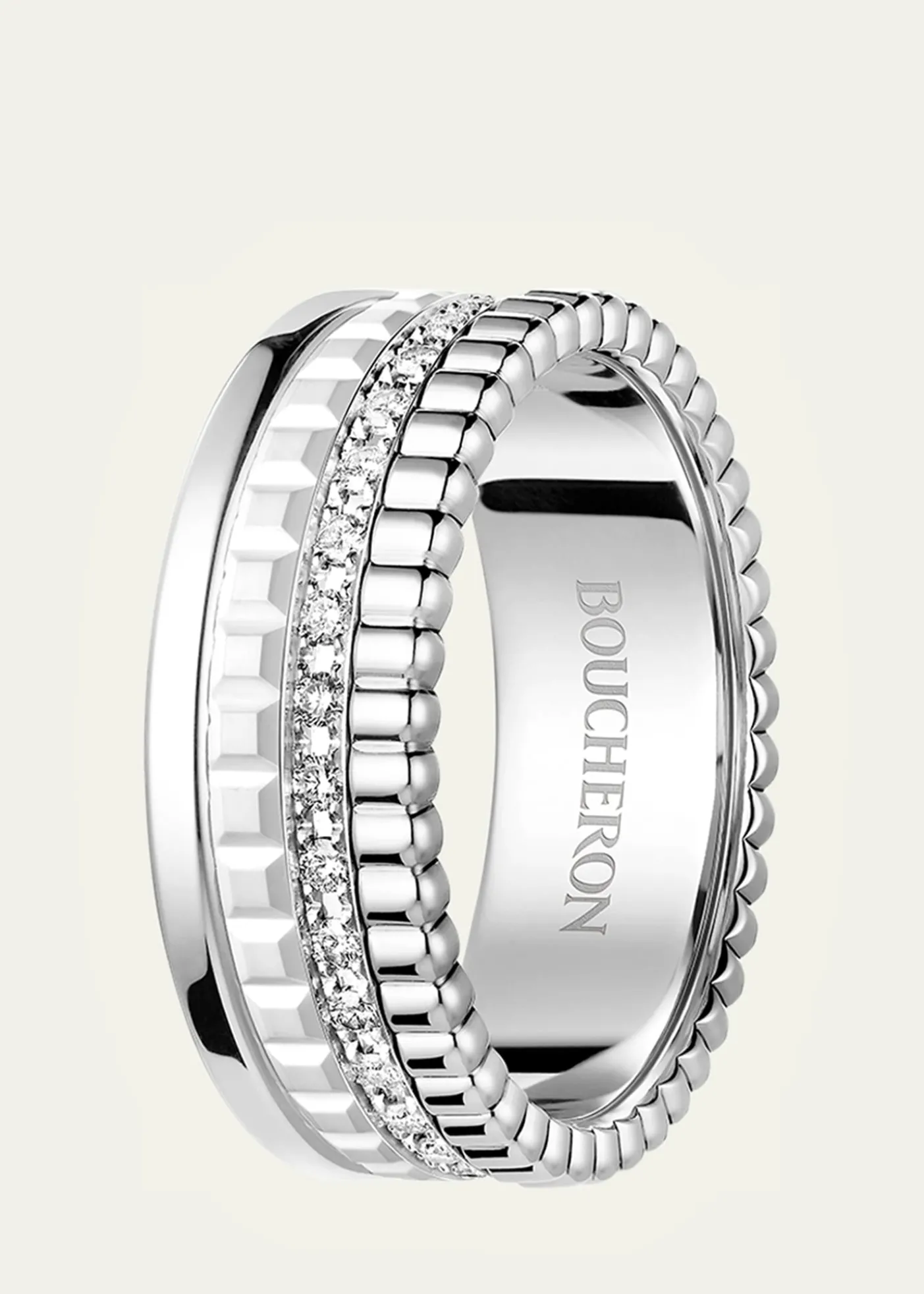 Boucheron18K White Gold Quatre Double White Edition Small Ring