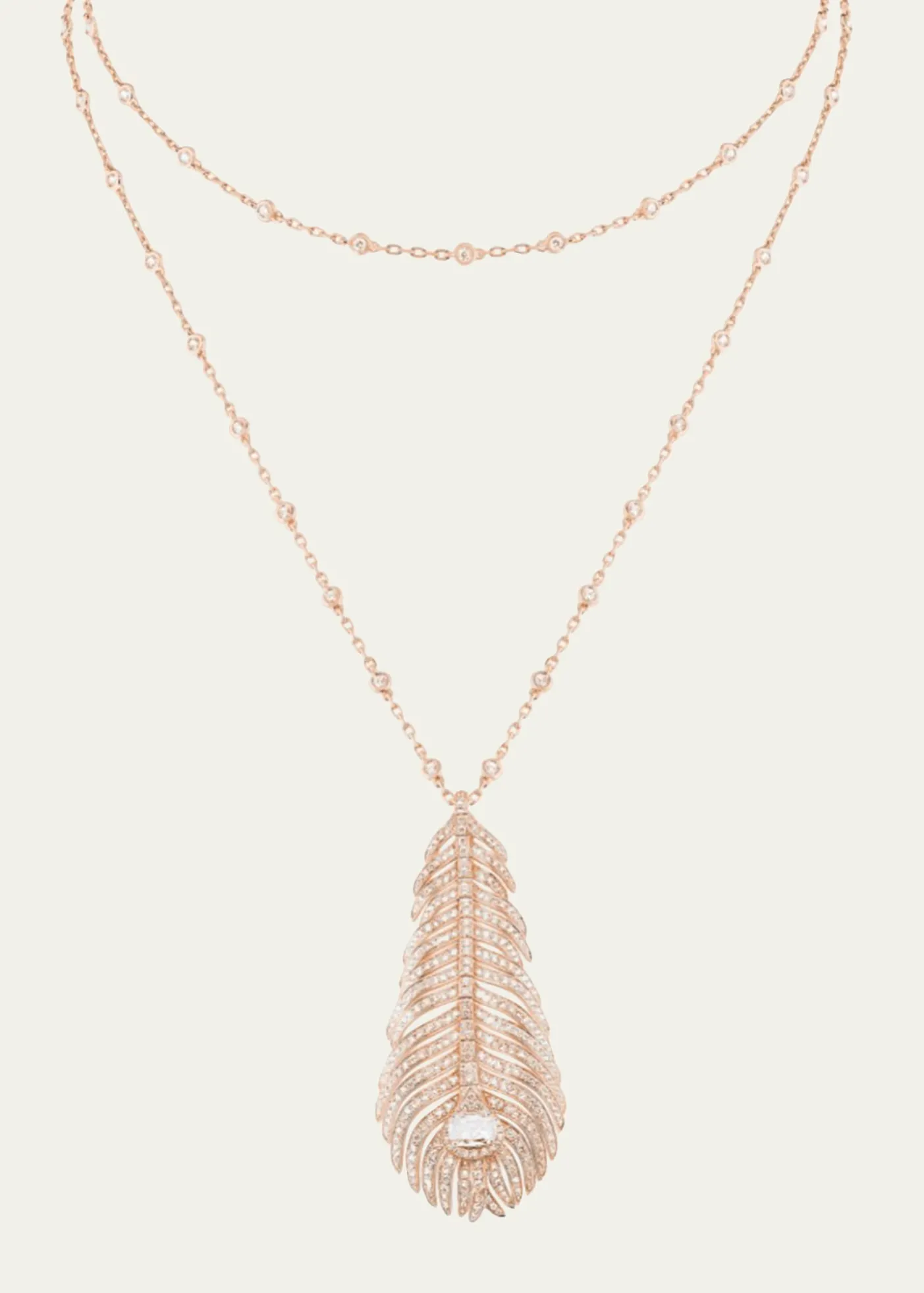 BoucheronPlume de Paon 18K Pink Gold Diamond Pendant Necklace