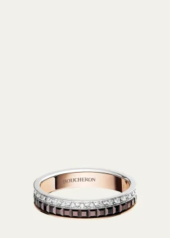 BoucheronQuatre Classique Ring in Tricolor Gold with Brown PVD and Diamonds