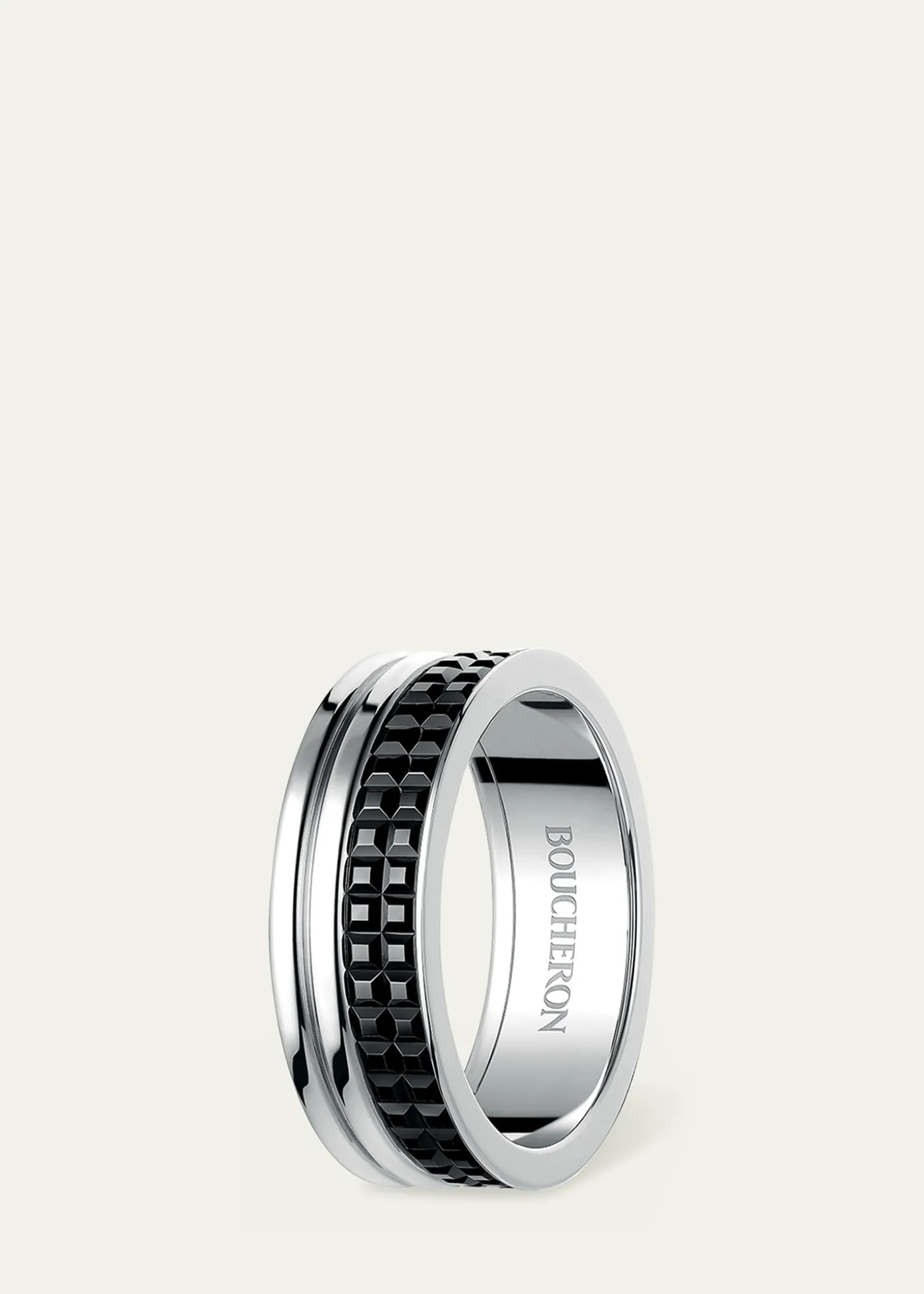 BoucheronWhite Gold Quatre Black Edition Band Ring, Large Model