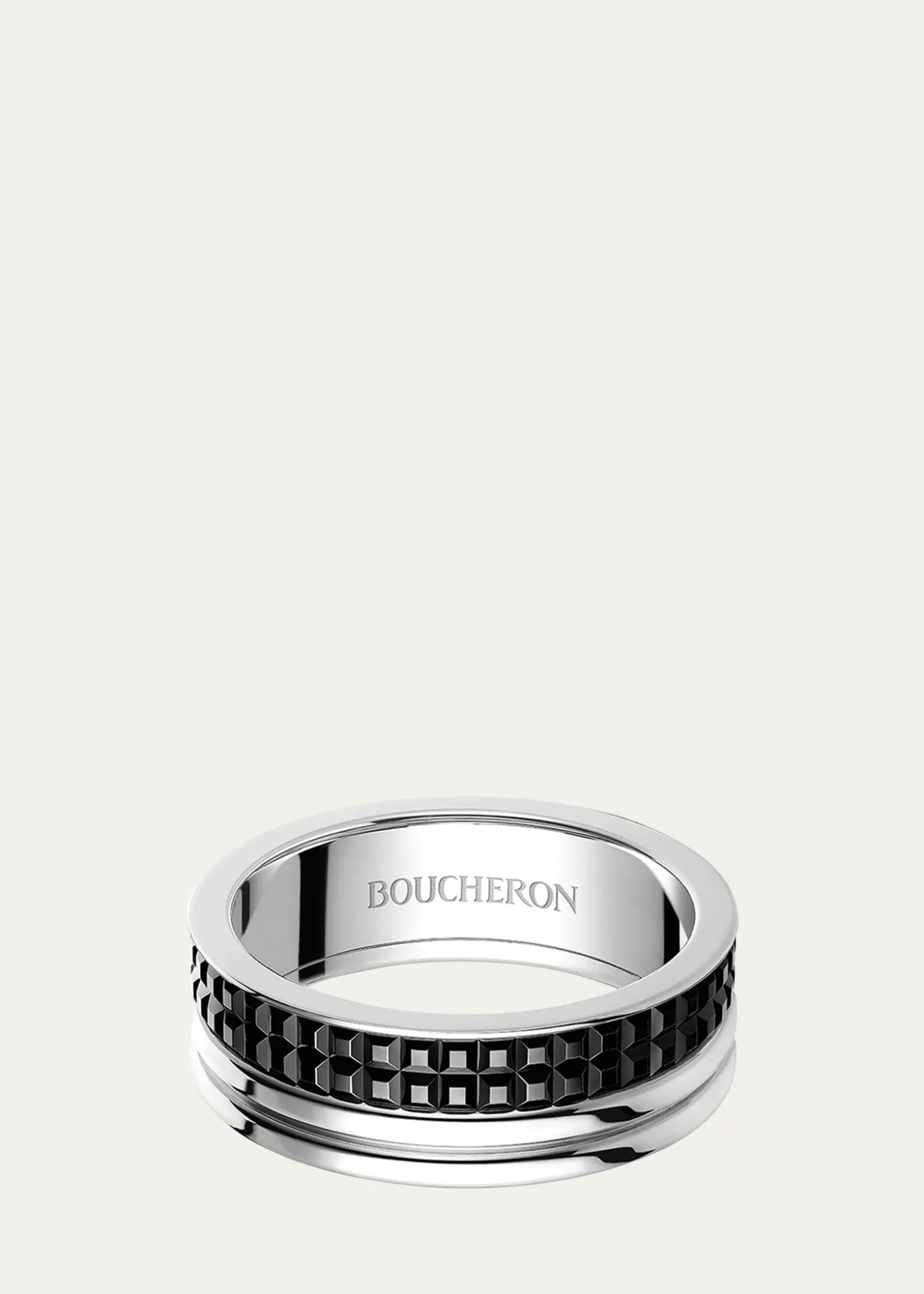 BoucheronWhite Gold Quatre Black Edition Band Ring, Large Model