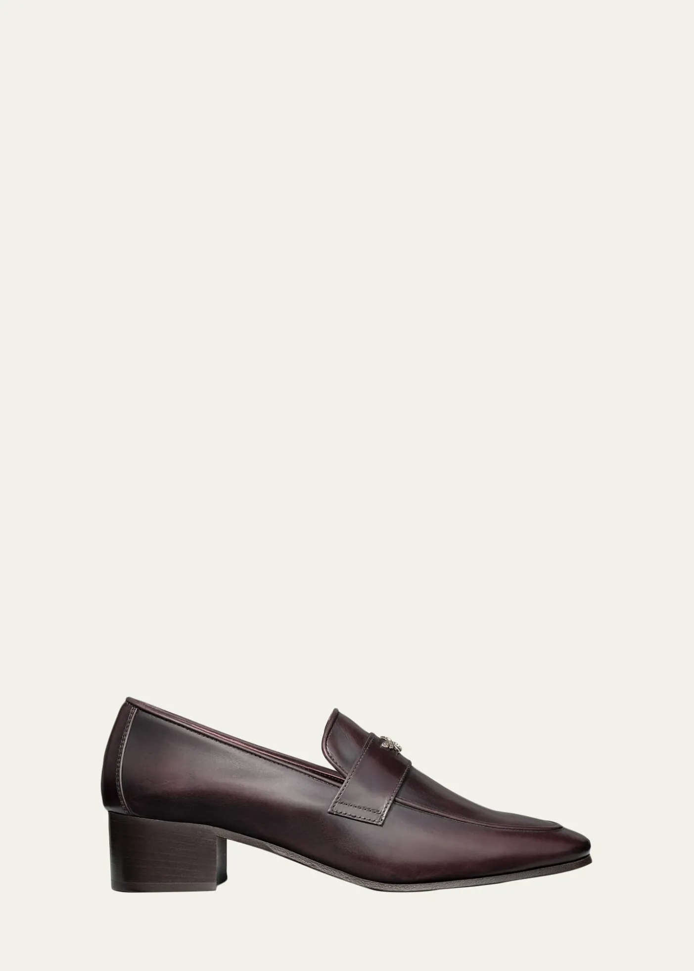 BougeotteBrushed Leather Block-Heel Loafers