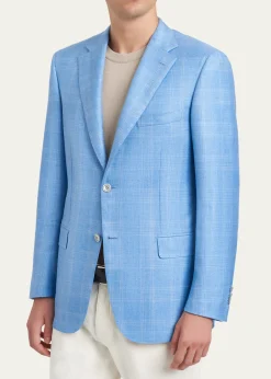 BrioniMen's Cashmere Sky Blue Plaid Jacket