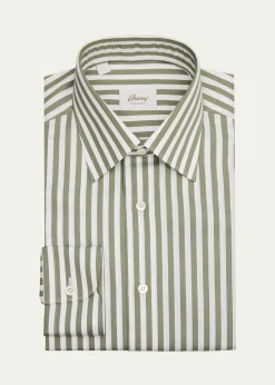 BrioniMen's Cotton Candy Stripe Point Collar Dress Shirt