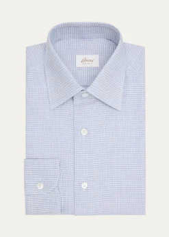 BrioniMen's Cotton Textured-Check Point Collar Dress Shirt