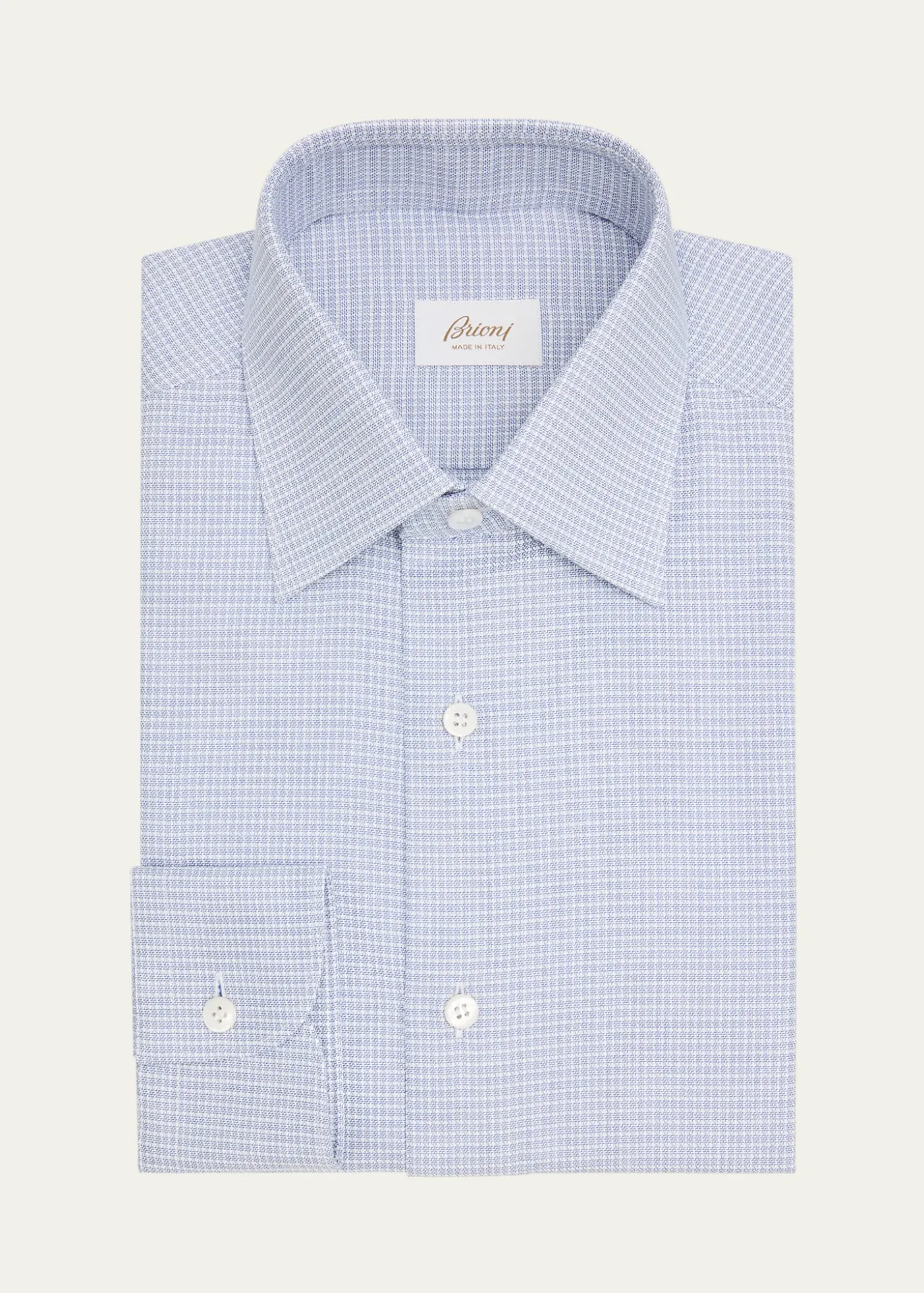 BrioniMen's Cotton Textured-Check Point Collar Dress Shirt