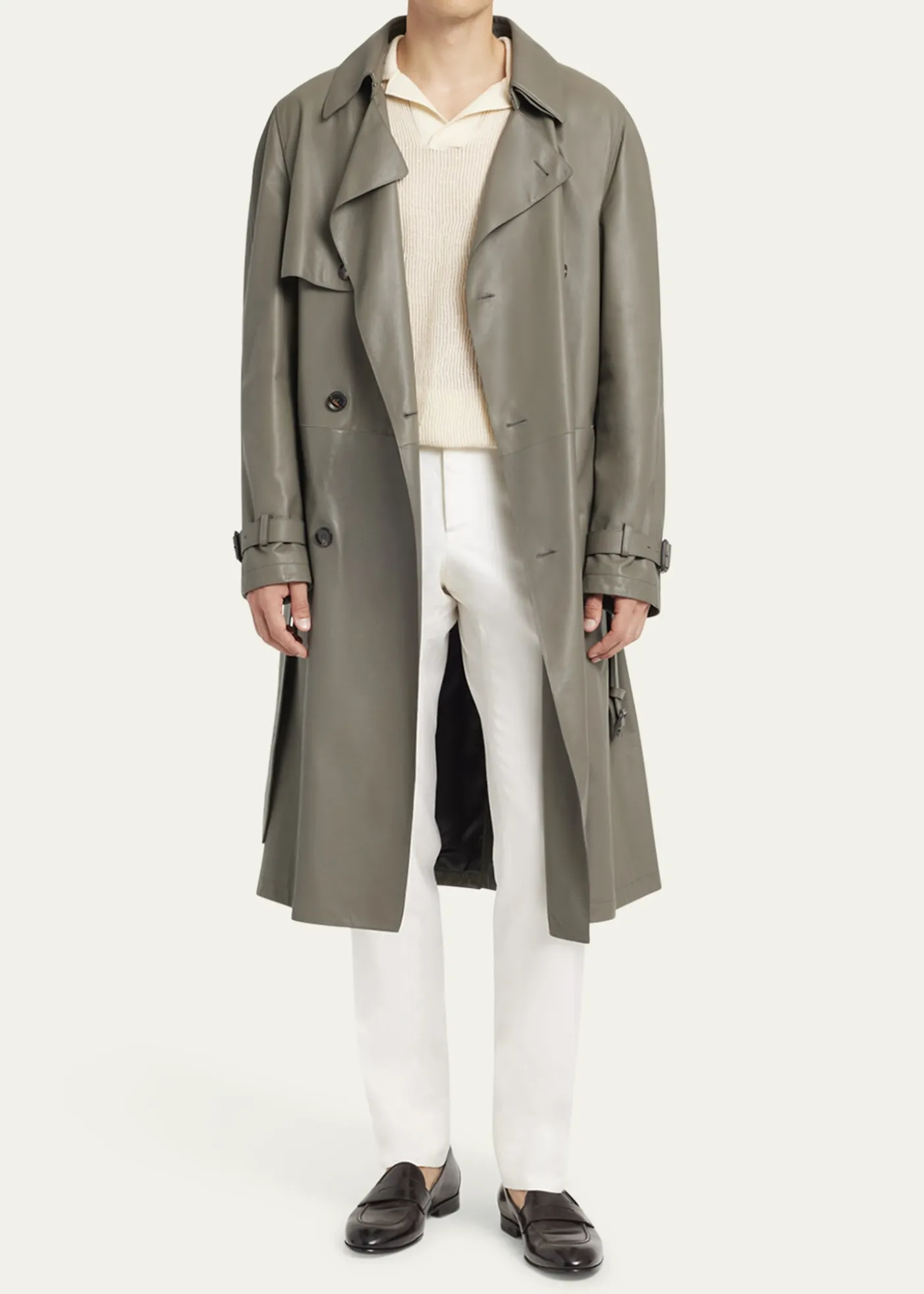 BrioniMen's Loden Leather Trench Coat