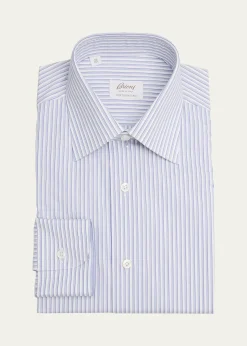 BrioniMen's Multi-Stripe Ventiquattro Cotton Dress Shirt