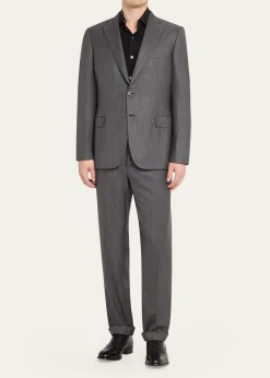 BrioniMen's Tonal Herringbone Wool-Silk Two-Piece Suit