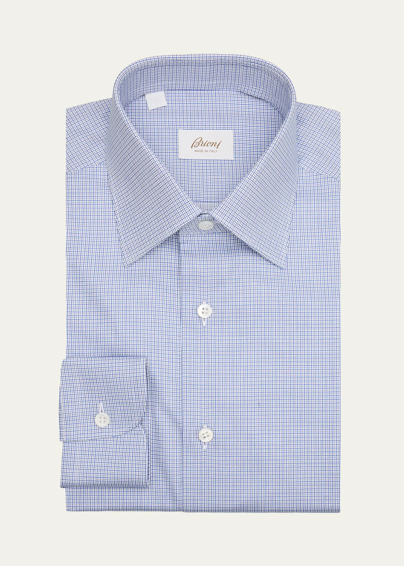 BrioniMen's Cotton Micro-Check Point Collar Dress Shirt