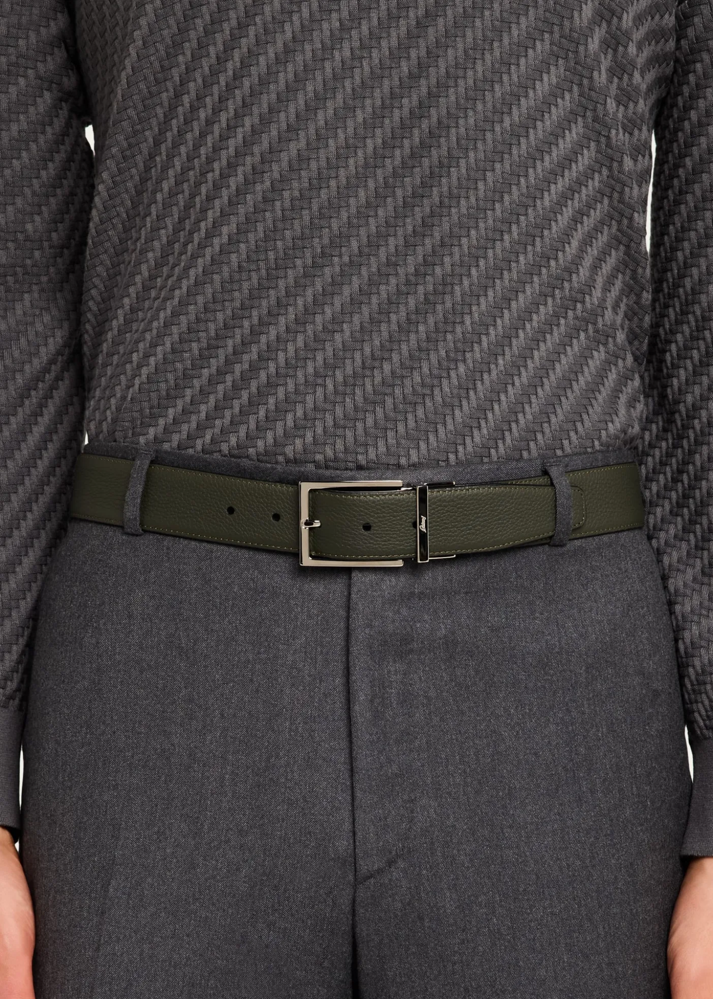 BrioniMen's Reversible Grained Leather Belt