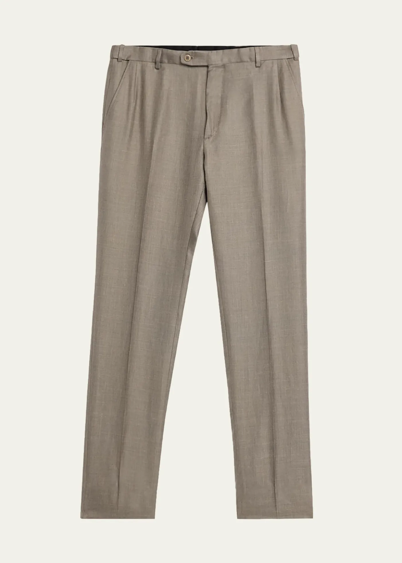 BrioniMen's Silk Twill Flat-Front Trousers