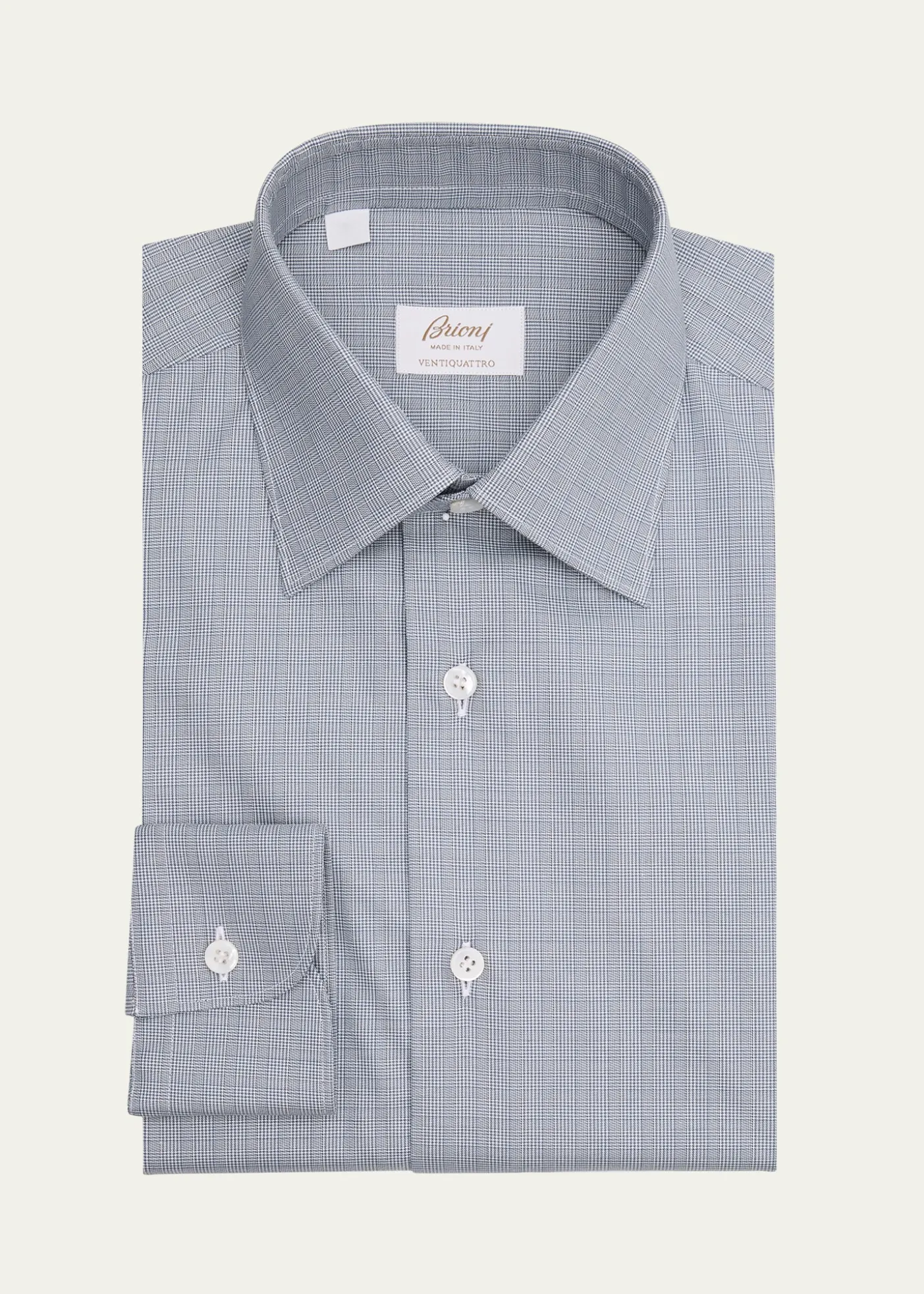 BrioniMen's Ventiquattro Cotton Micro-Plaid Dress Shirt