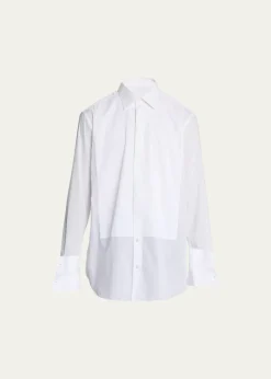 BrioniPleated Poplin French-Cuff Dress Shirt