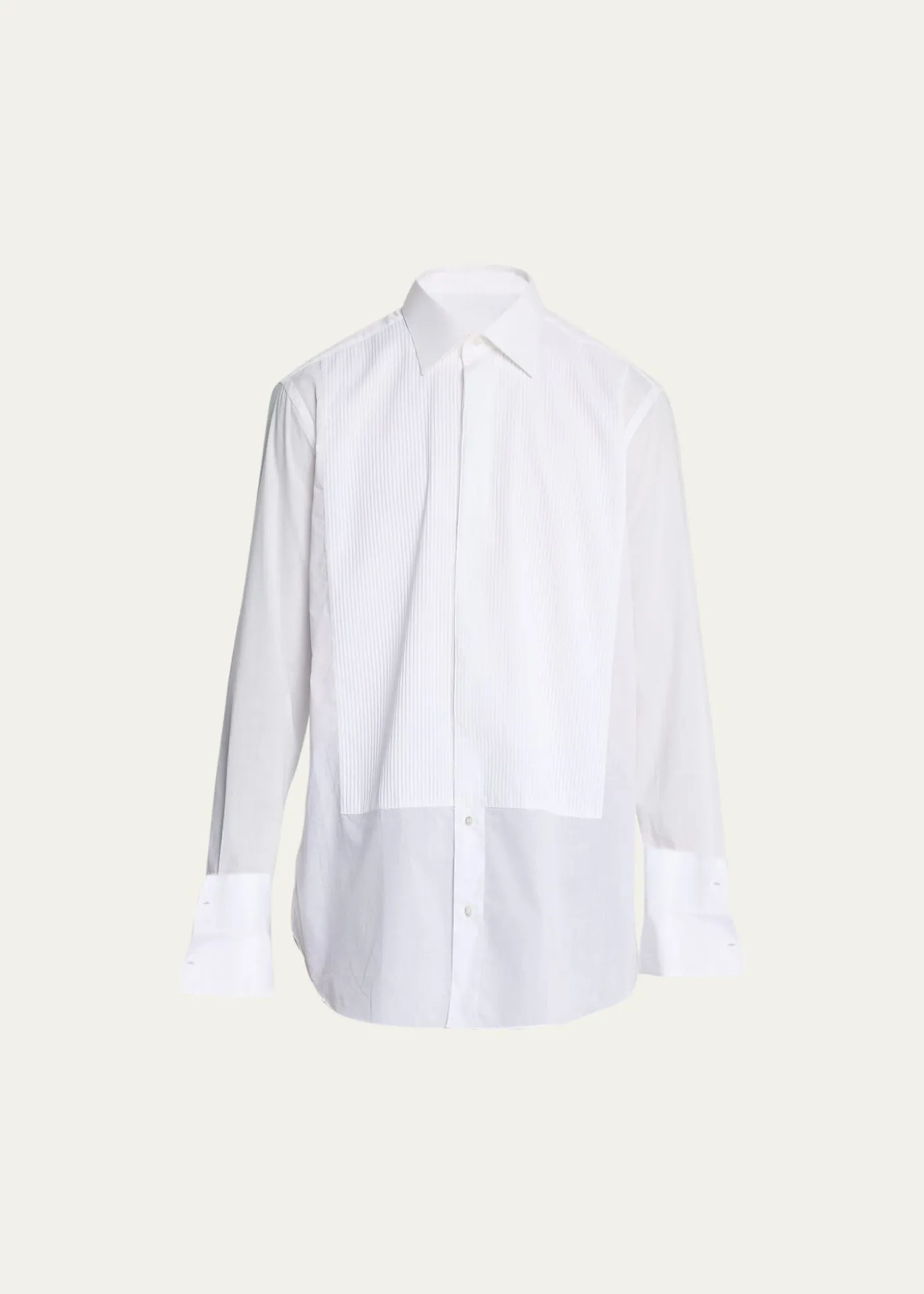 BrioniPleated Poplin French-Cuff Dress Shirt
