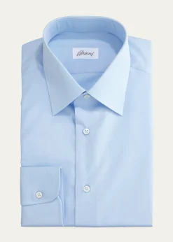 BrioniWardrobe Essential Solid Dress Shirt, Blue