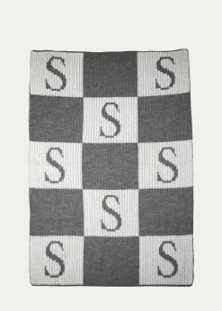 Butterscotch BlankeesPersonalized Check Colorblock Baby Blanket, Gray