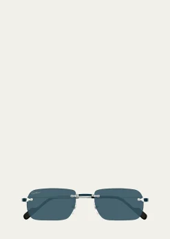 CartierMen's Nylon & Metal Rectangle Sunglasses