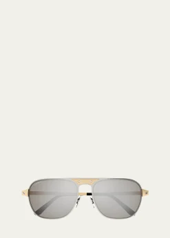 CartierMen's CT0532SM Metal Aviator Sunglasses