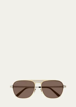 CartierMen's CT0532SM Metal Aviator Sunglasses