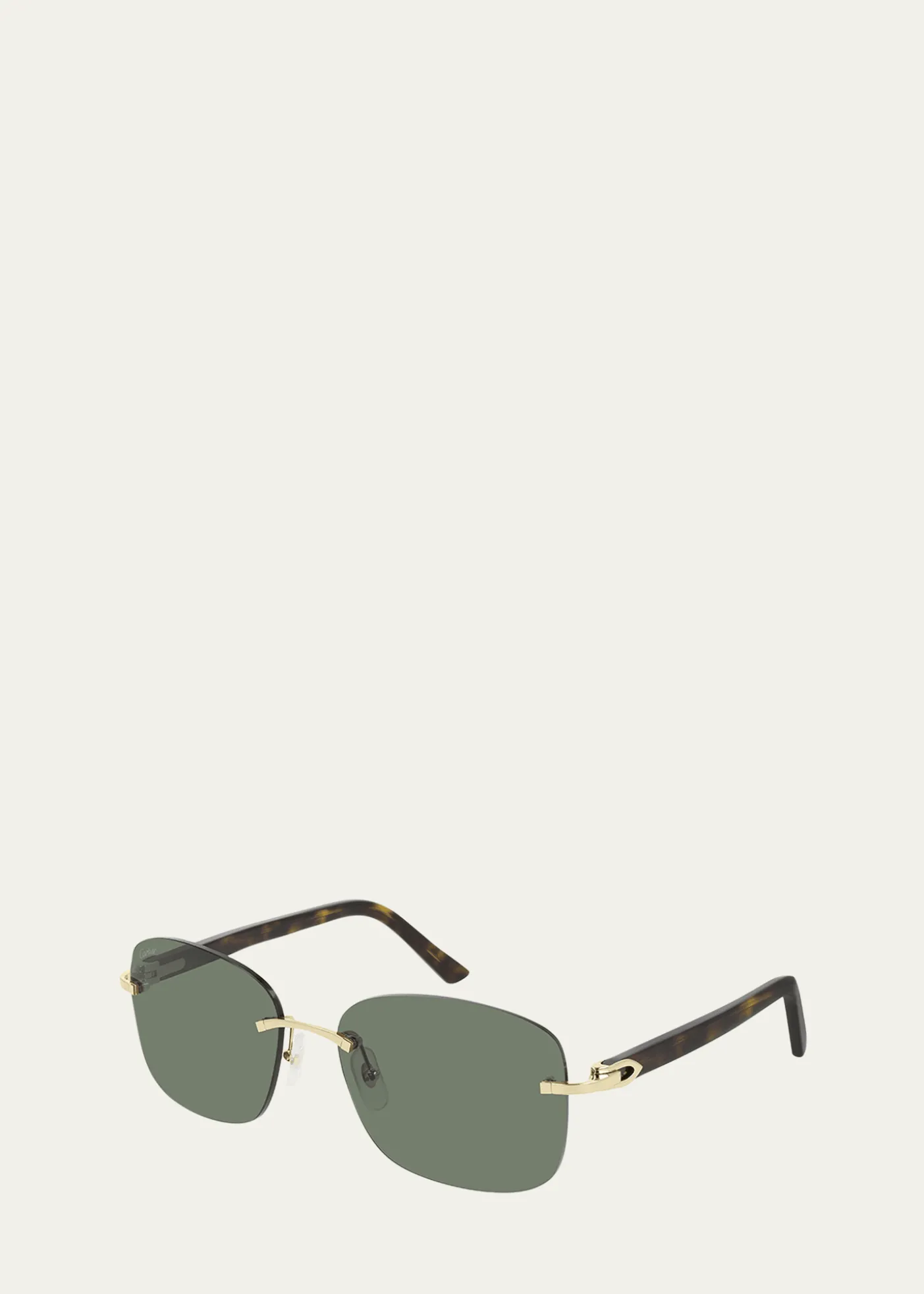 CartierMen's Rimless Metal Rectangle Sunglasses