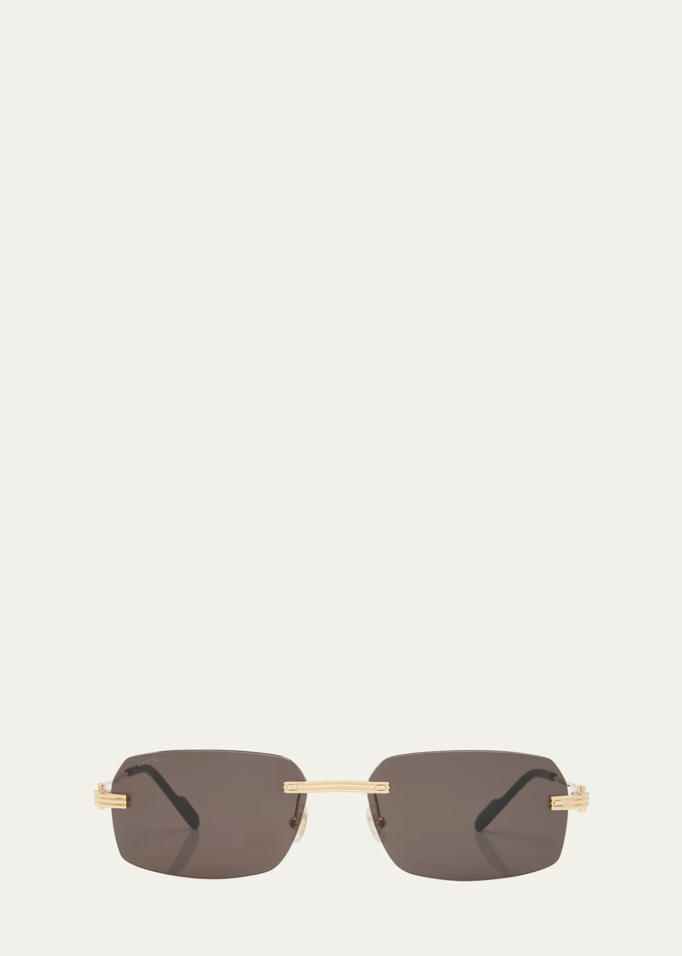CartierMen's Rimless Metal Rectangle Sunglasses