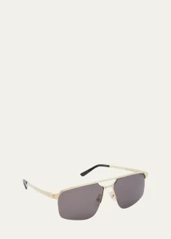 CartierMen's Square Rimless Metal Sunglasses