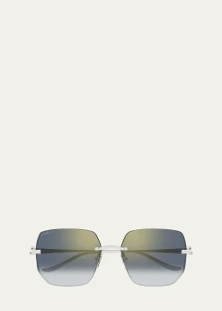 CartierRimless Metal Butterfly Sunglasses