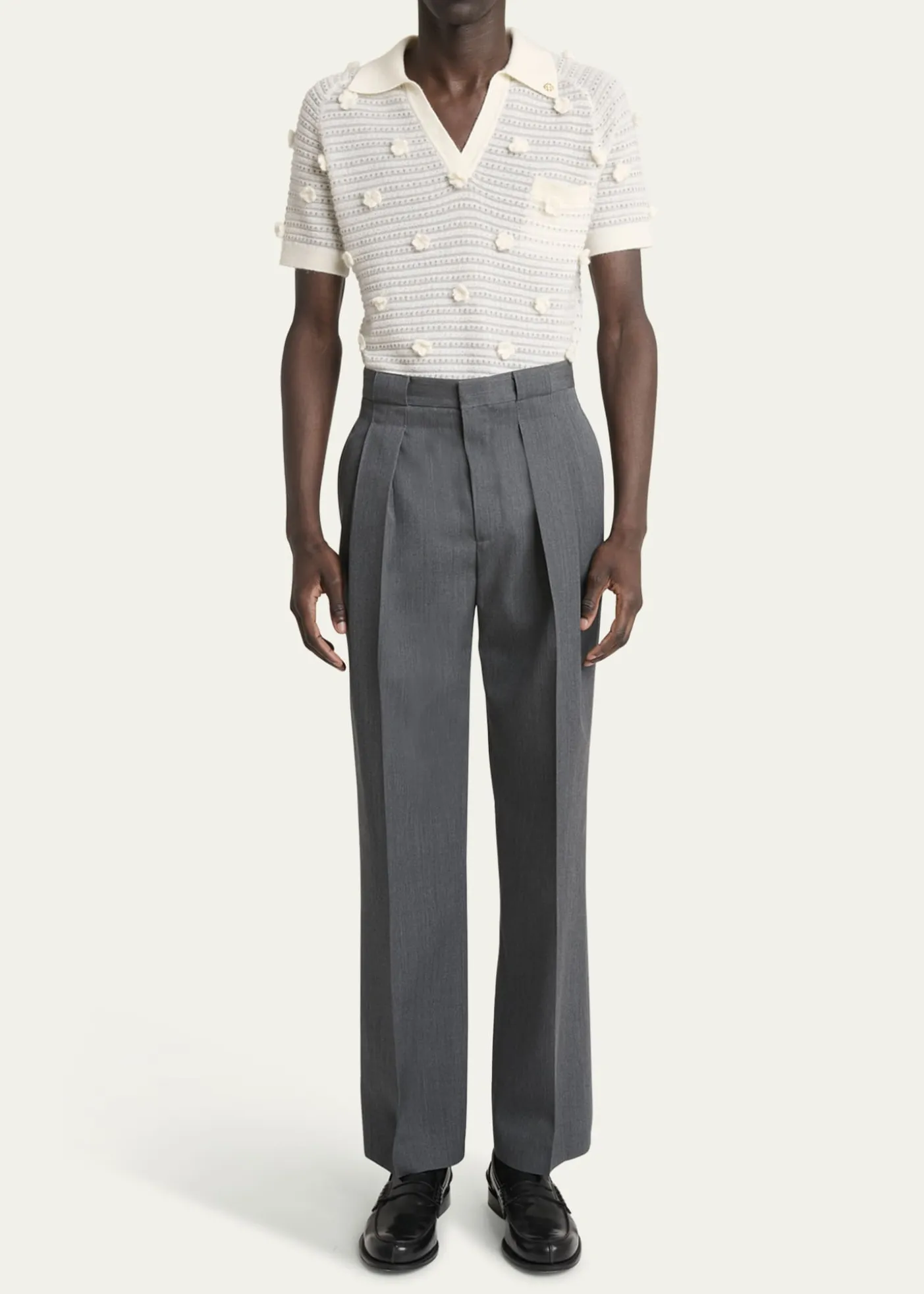 CASABLANCAMen's Wool Maxi-Pleated Trousers