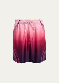 CASABLANCAMen's Silk Half-Tone Logo Drawstring Shorts