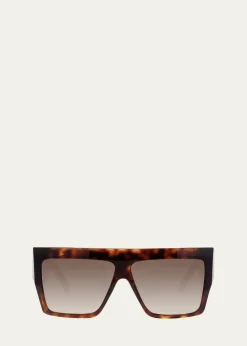 CelineMen's Chunky Rectangle Gradient Havana Sunglasses