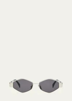 CelineMen's Triomphe Metal and Nylon Oval Sunglasses