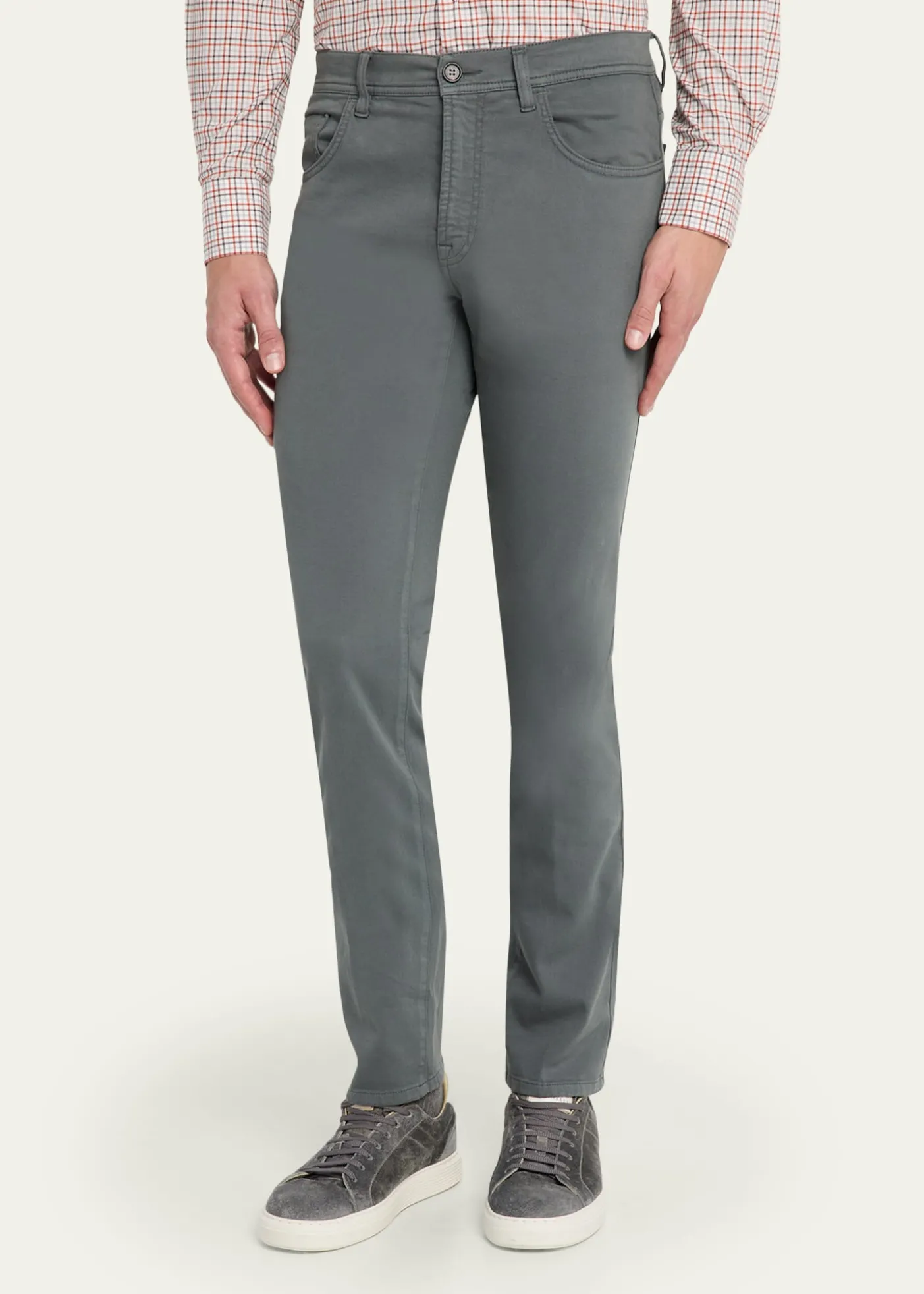 Cesare AttoliniMen's Cotton and Cashmere Slim Five-Pocket Pants