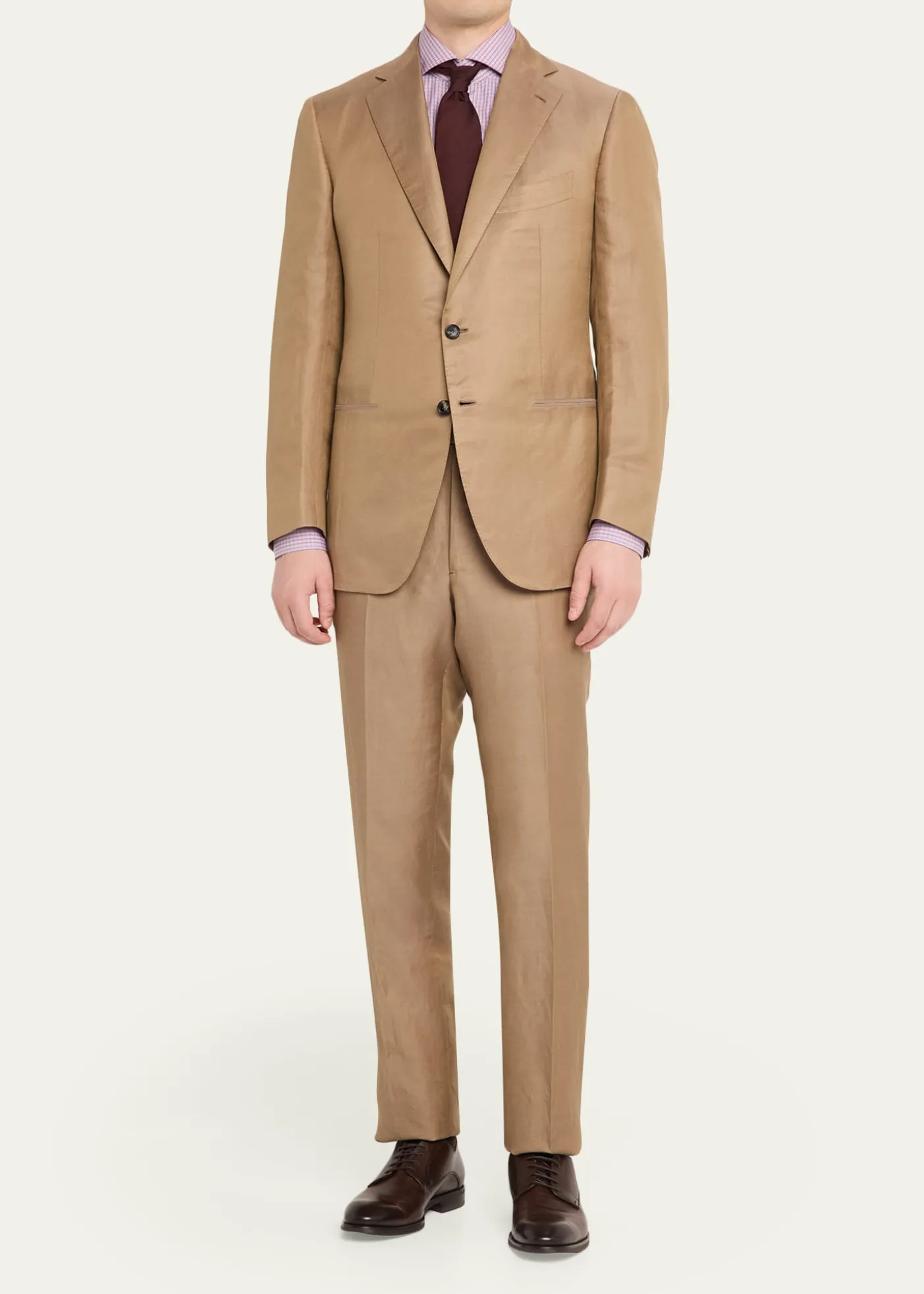 Cesare AttoliniMen's Linen and Silk Topstitch-Pocket Two-Piece Suit