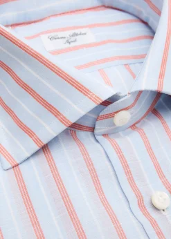Cesare AttoliniMen's Multi-Stripe Linen and Cotton Dress Shirt