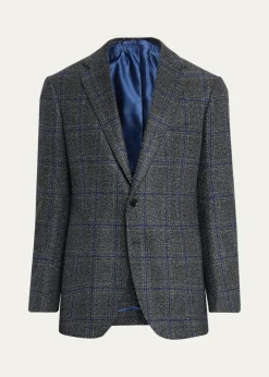 Cesare AttoliniMen's Windowpane Wool Two-Button Jacket