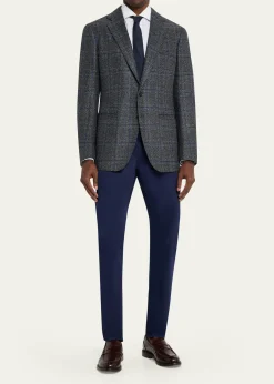 Cesare AttoliniMen's Windowpane Wool Two-Button Jacket
