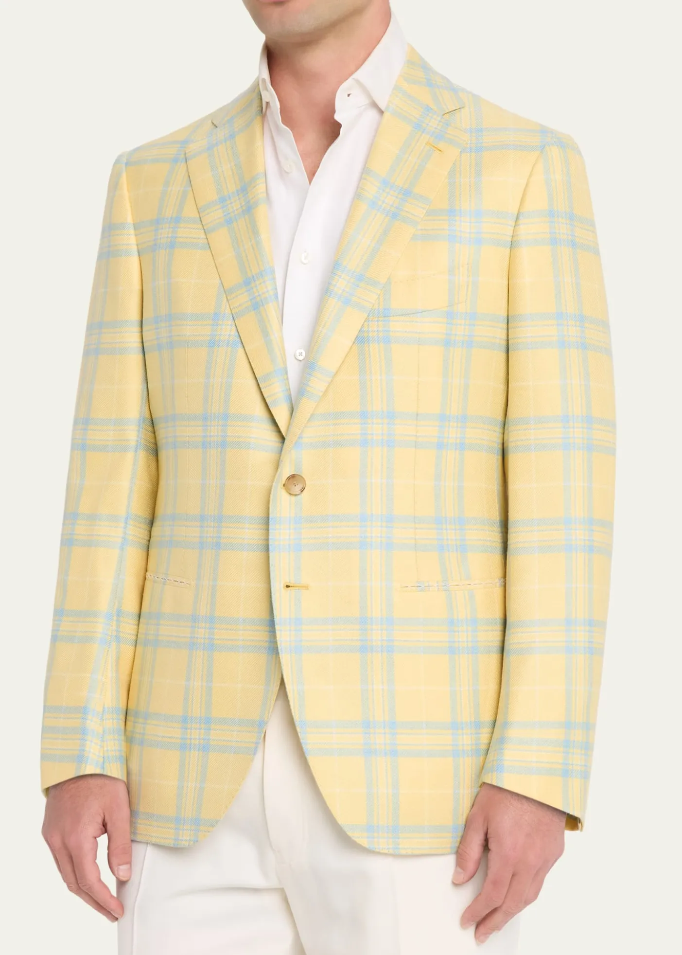 Cesare AttoliniMen's Cashmere and Silk Oversized Plaid Single-Breasted Sport Coat